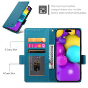For iPhone 16 Side Buckle Magnetic Frosted Leather Phone Case(Blue)
