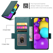 For iPhone 16 Side Buckle Magnetic Frosted Leather Phone Case(Dark Green)