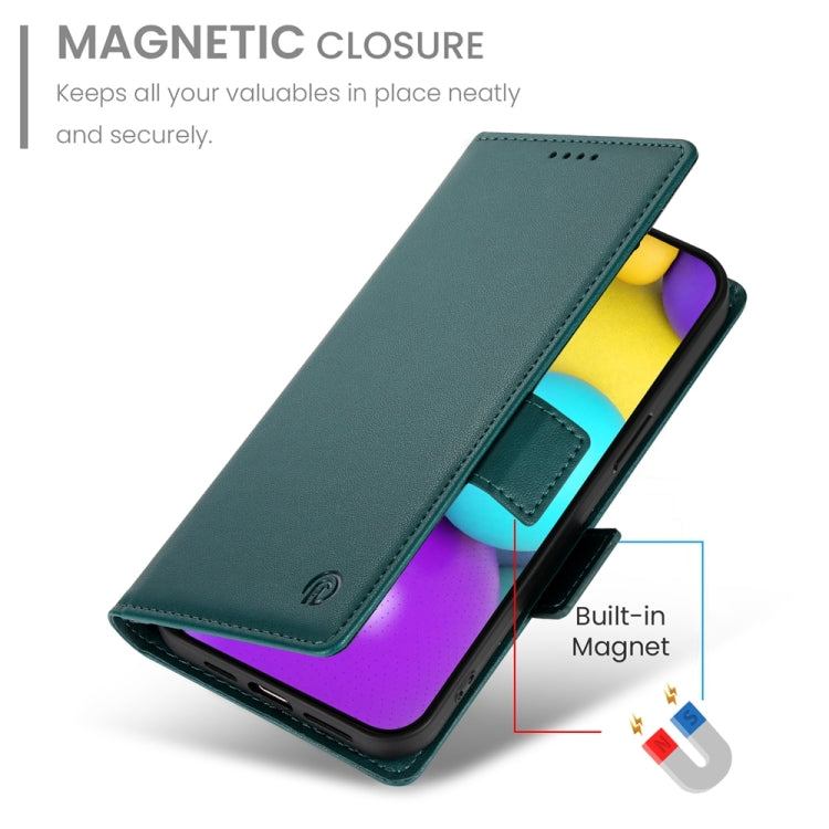 For iPhone 16 Side Buckle Magnetic Frosted Leather Phone Case(Dark Green)