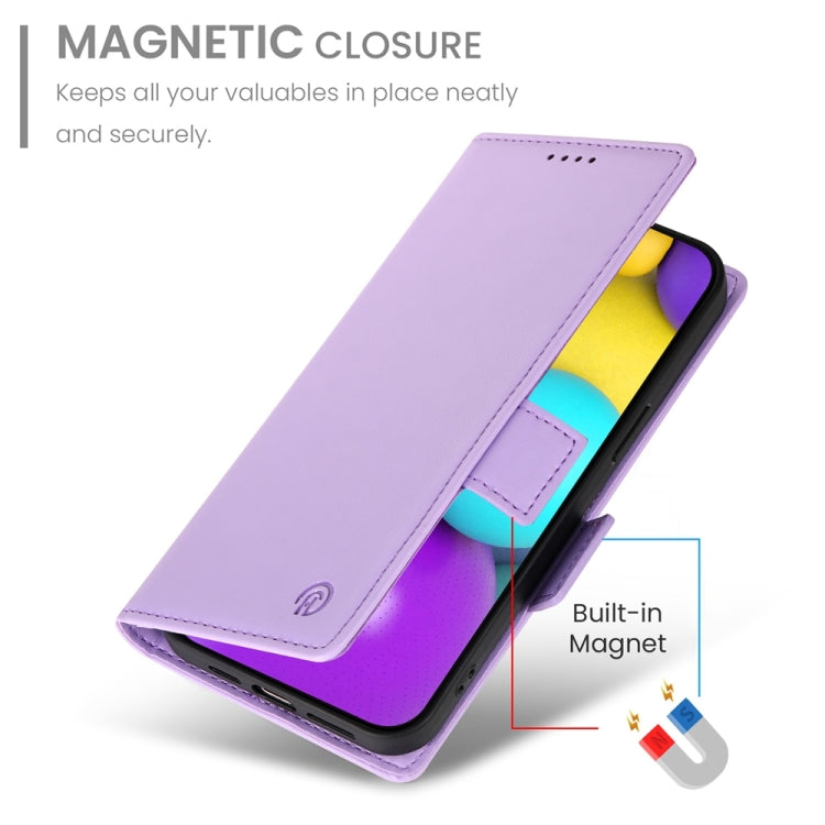 For iPhone 16 Side Buckle Magnetic Frosted Leather Phone Case(Purple)