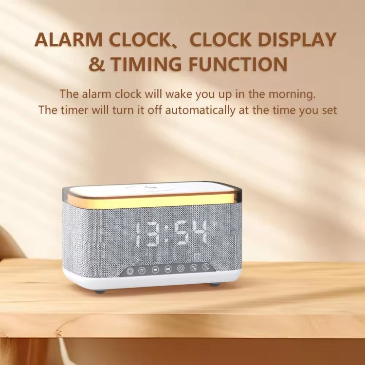AEC S300 Portable 10W Power Multifunction Bluetooth Speaker Alarm Clock Wireless Charger(White)