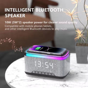 AEC S300 Portable 10W Power Multifunction Bluetooth Speaker Alarm Clock Wireless Charger(White)
