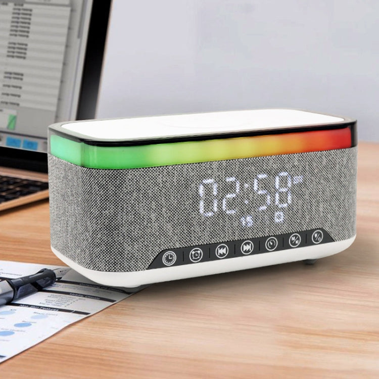 AEC S300 Portable 10W Power Multifunction Bluetooth Speaker Alarm Clock Wireless Charger(White)