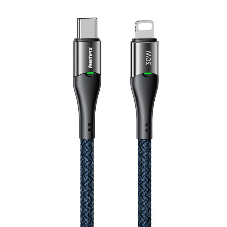REMAX RC-C116 1.2m 30W Type-C to 8 Pin Smart Power-off Fast Charging Data Cable(Dark Blue)