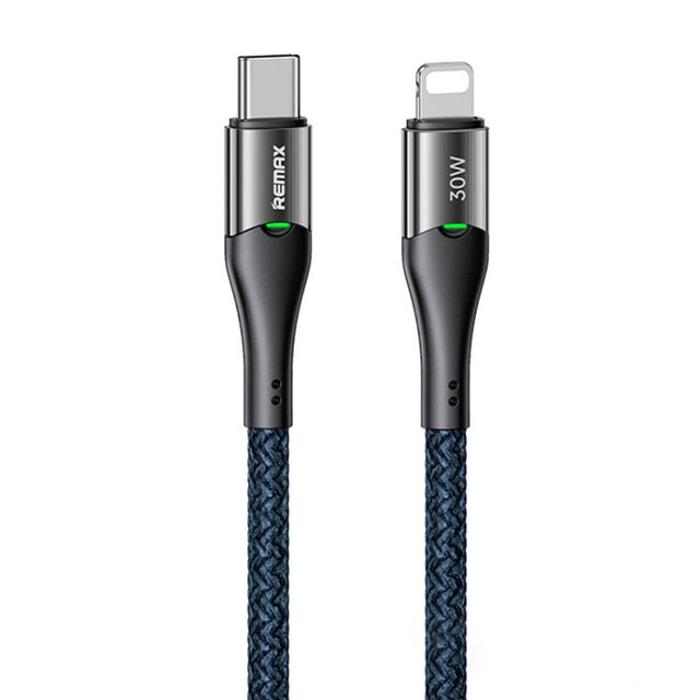 REMAX RC-C116 1.2m 30W Type-C to 8 Pin Smart Power-off Fast Charging Data Cable(Dark Blue)
