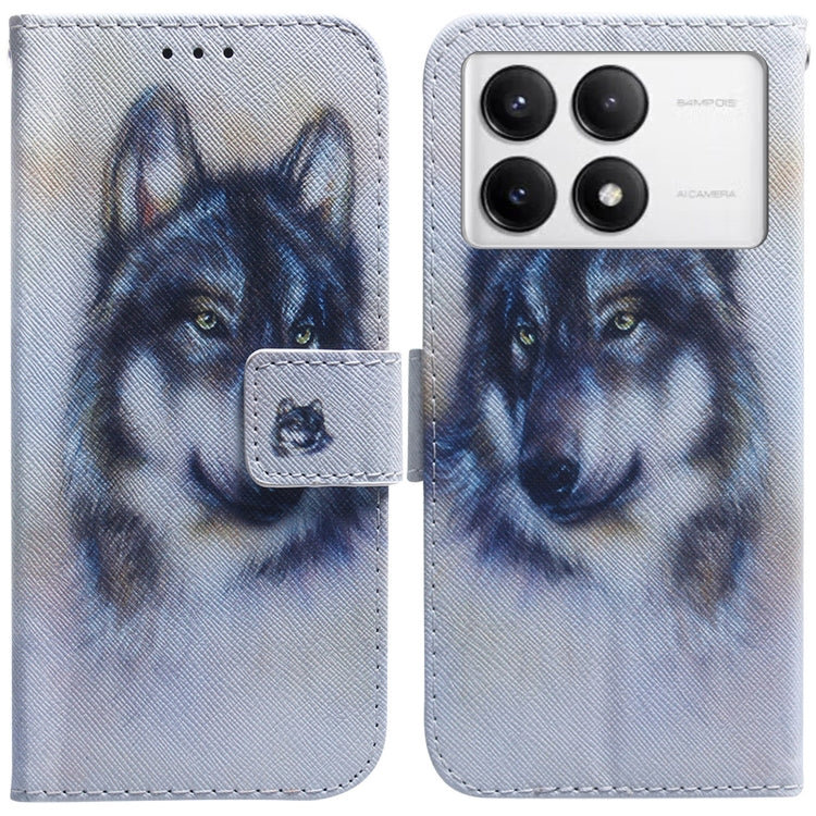 For Xiaomi Redmi K70 Pro / K70 Coloured Drawing Flip Leather Phone Case(White Wolf)