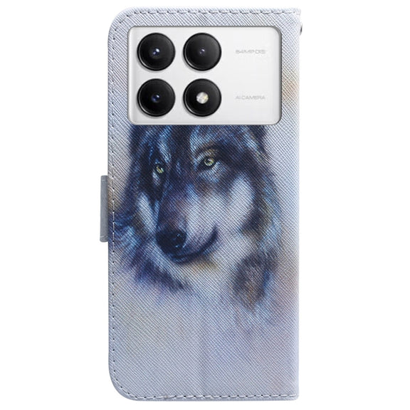 For Xiaomi Redmi K70 Pro / K70 Coloured Drawing Flip Leather Phone Case(White Wolf)