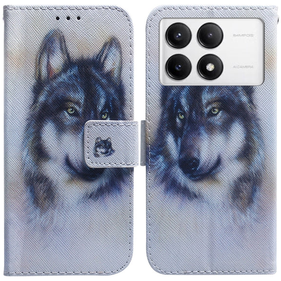 For Xiaomi Redmi K70 Pro / K70 Coloured Drawing Flip Leather Phone Case(White Wolf)