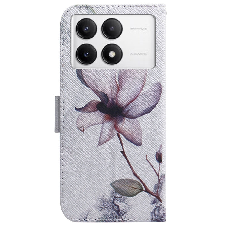 For Xiaomi Redmi K70 Pro / K70 Coloured Drawing Flip Leather Phone Case(Magnolia)