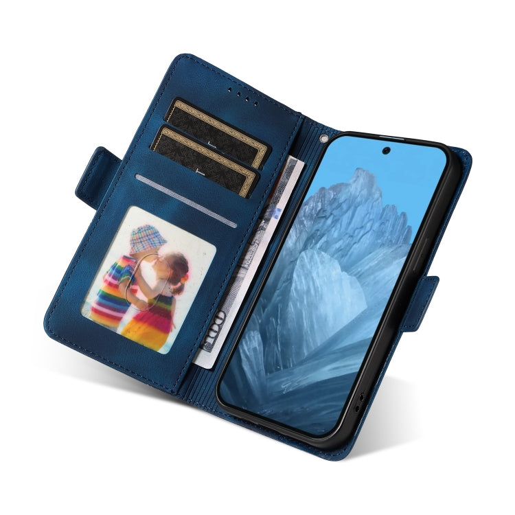 For Google Pixel 9 / 9 Pro Embossed Rhombus Starry Leather Phone Case(Blue)
