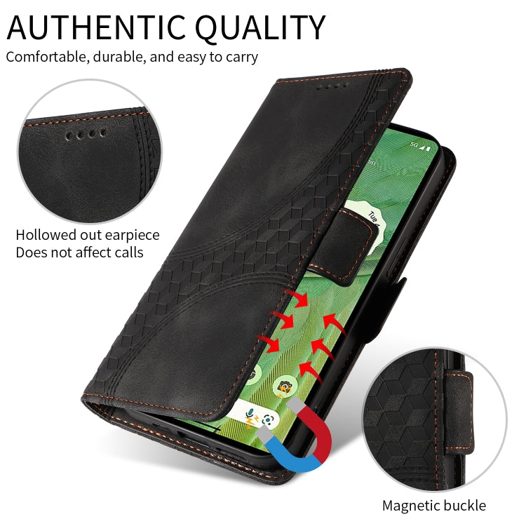 For Google Pixel 9 / 9 Pro Embossed Rhombus Starry Leather Phone Case(Black)