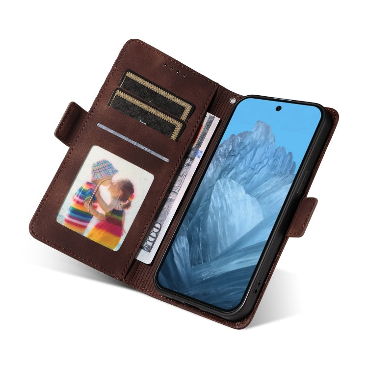 For Google Pixel 9 / 9 Pro Embossed Rhombus Starry Leather Phone Case(Brown)
