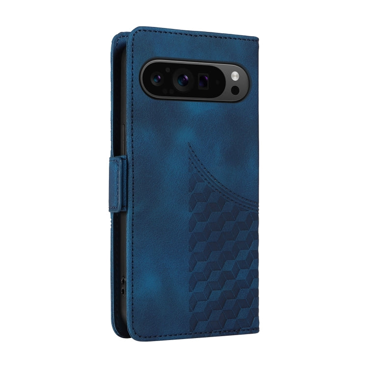 For Google Pixel 9 Pro XL Embossed Rhombus Starry Leather Phone Case(Blue)