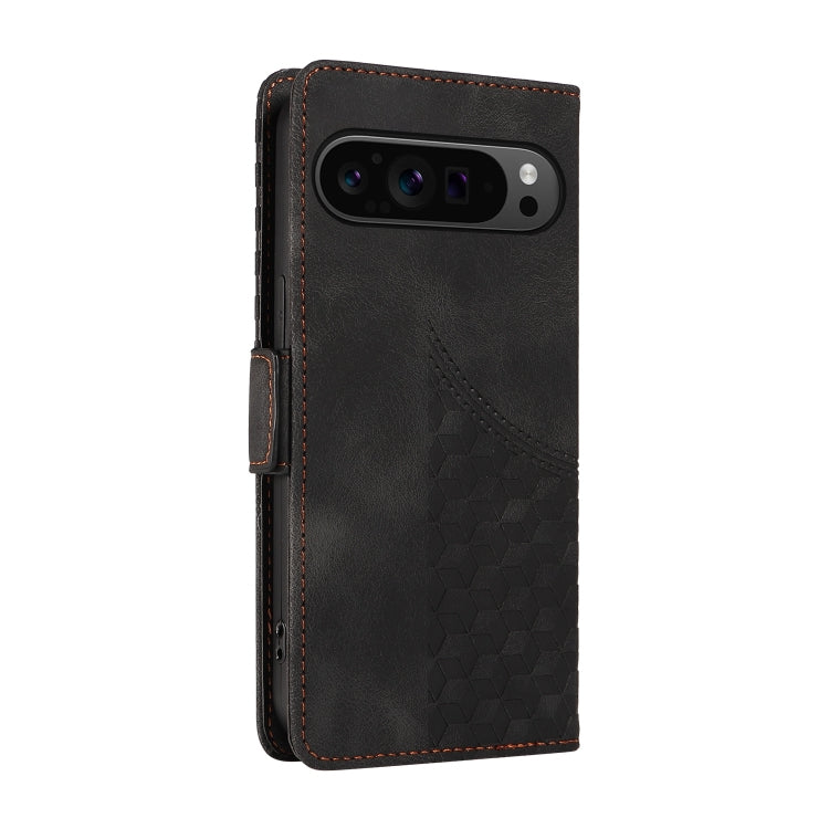 For Google Pixel 9 Pro XL Embossed Rhombus Starry Leather Phone Case(Black)
