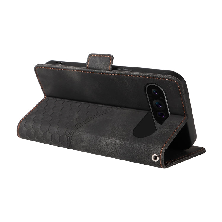 For Google Pixel 9 Pro XL Embossed Rhombus Starry Leather Phone Case(Black)