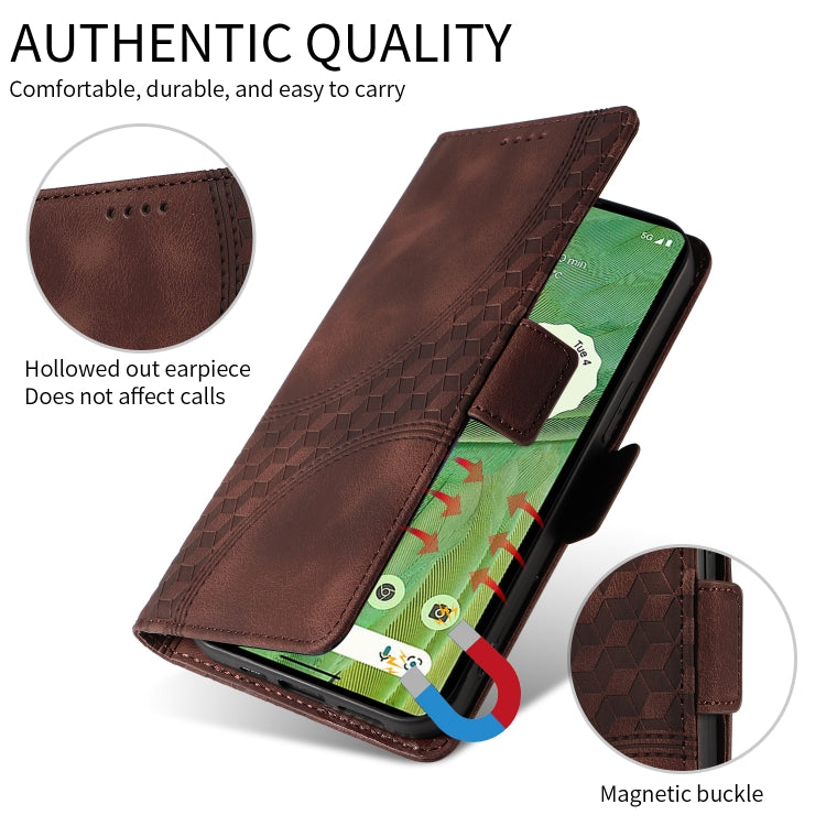 For Google Pixel 9 Pro XL Embossed Rhombus Starry Leather Phone Case(Brown)
