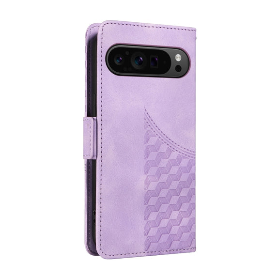 For Google Pixel 9 Pro XL Embossed Rhombus Starry Leather Phone Case(Purple)