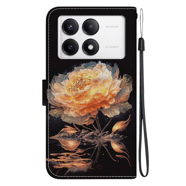 For Xiaomi Redmi K70 Pro / K70 Crystal Texture Colored Drawing Leather Phone Case(Gold Peony)