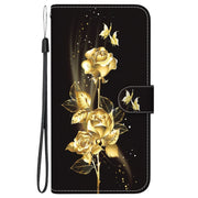 For Xiaomi Redmi K70 Pro / K70 Crystal Texture Colored Drawing Leather Phone Case(Gold Butterfly Rose)