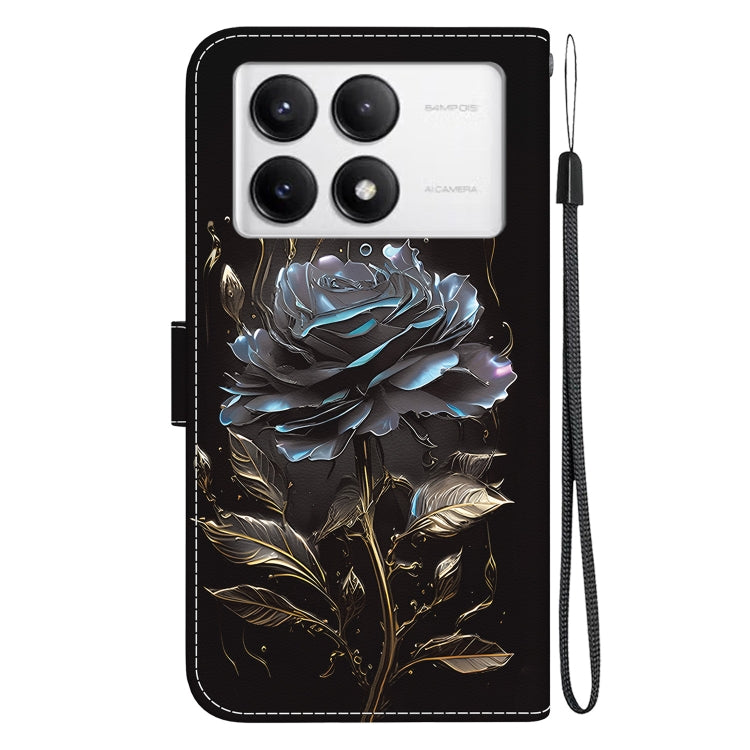 For Xiaomi Redmi K70 Pro / K70 Crystal Texture Colored Drawing Leather Phone Case(Black Rose)