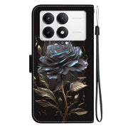 For Xiaomi Redmi K70 Pro / K70 Crystal Texture Colored Drawing Leather Phone Case(Black Rose)