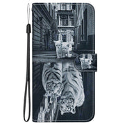 For Xiaomi Redmi K70 Pro / K70 Crystal Texture Colored Drawing Leather Phone Case(Cat Tiger Reflection)