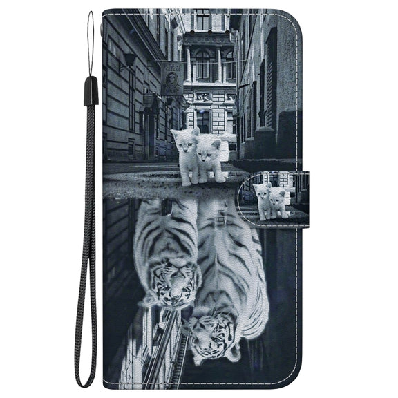 For Xiaomi Redmi K70 Pro / K70 Crystal Texture Colored Drawing Leather Phone Case(Cat Tiger Reflection)