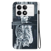 For Xiaomi Redmi K70 Pro / K70 Crystal Texture Colored Drawing Leather Phone Case(Cat Tiger Reflection)