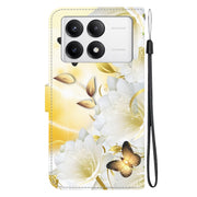 For Xiaomi Redmi K70 Pro / K70 Crystal Texture Colored Drawing Leather Phone Case(Gold Butterfly Epiphyllum)