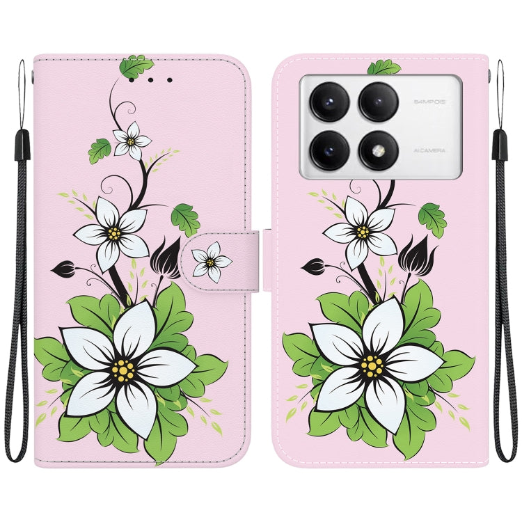 For Xiaomi Redmi K70 Pro / K70 Crystal Texture Colored Drawing Leather Phone Case(Lily)