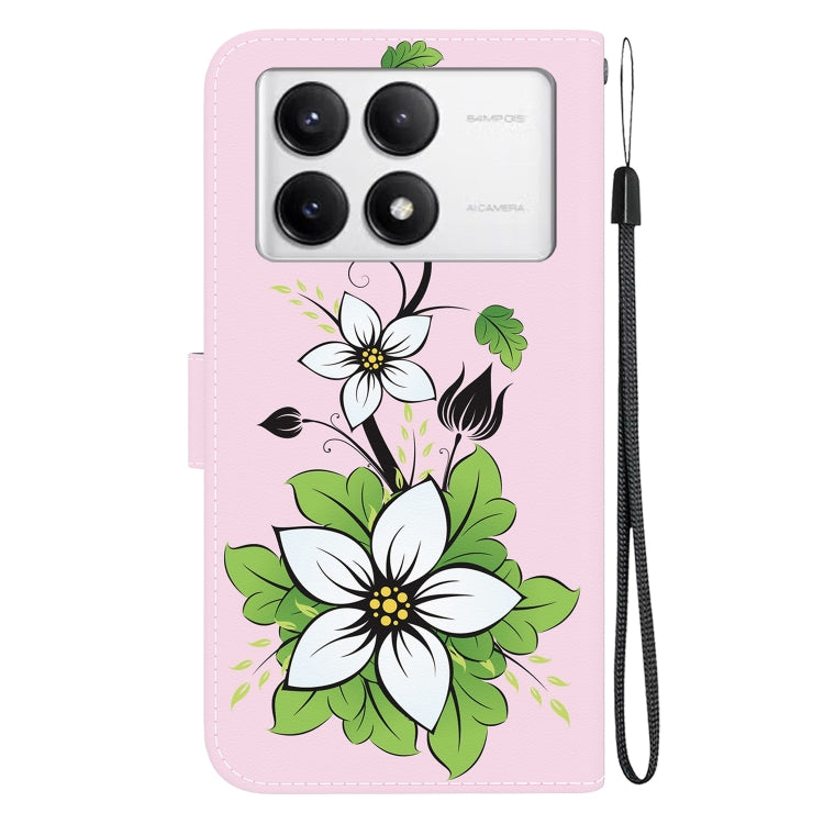 For Xiaomi Redmi K70 Pro / K70 Crystal Texture Colored Drawing Leather Phone Case(Lily)