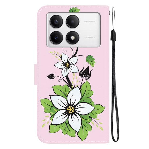 For Xiaomi Redmi K70 Pro / K70 Crystal Texture Colored Drawing Leather Phone Case(Lily)