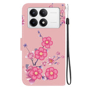 For Xiaomi Redmi K70 Pro / K70 Crystal Texture Colored Drawing Leather Phone Case(Cherry Blossoms)