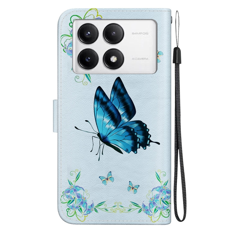 For Xiaomi Redmi K70 Pro / K70 Crystal Texture Colored Drawing Leather Phone Case(Blue Pansies)