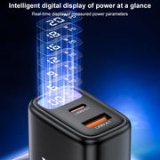 Yesido YC12U 20W USB-C / Type-C + USB Digital Display Charger, Specification:US Plug(Black)