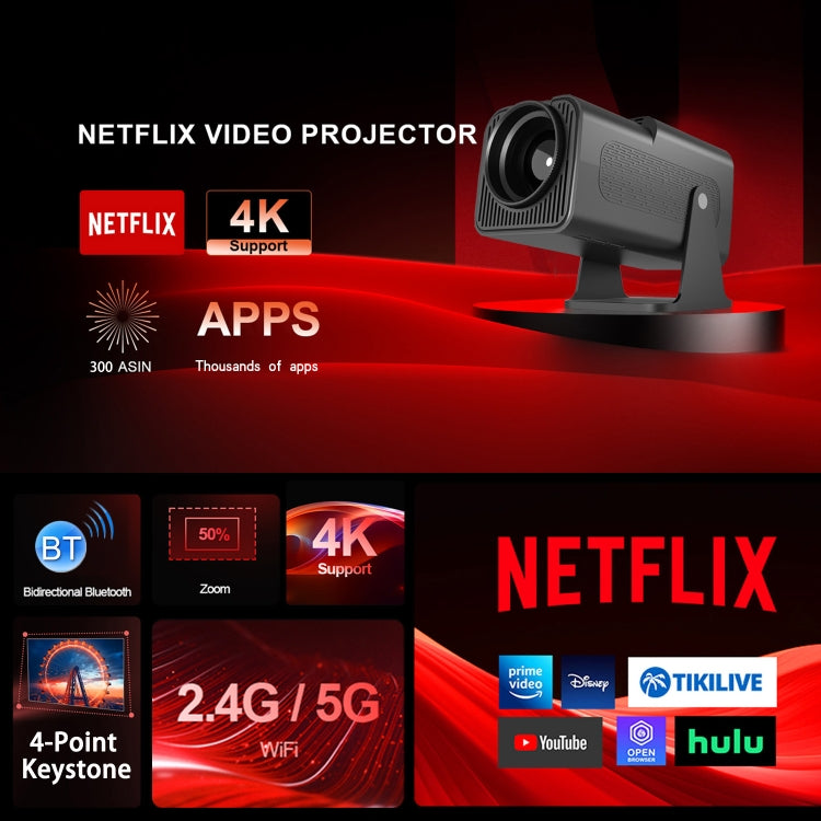 Y6S 4K Android 12.0 Portable Home HD Mini WiFi Projector(AU Plug)