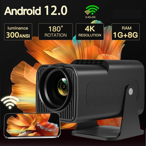 Y6S 4K Android 12.0 Portable Home HD Mini WiFi Projector(AU Plug)