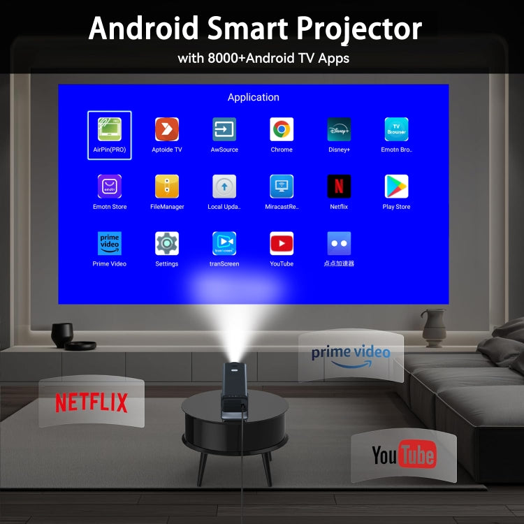 Y6S 4K Android 12.0 Portable Home HD Mini WiFi Projector(AU Plug)
