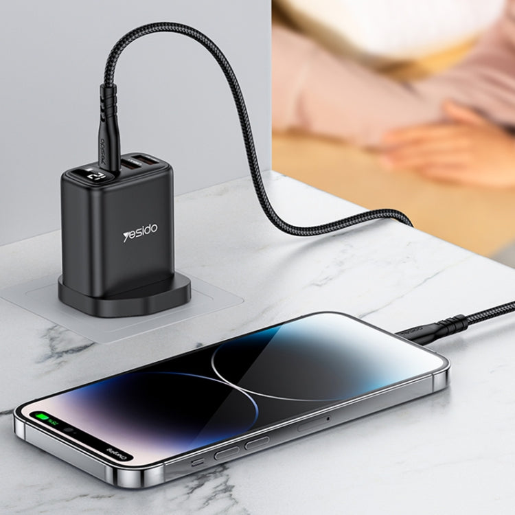 Yesido YC86 17W USB-C / Type-C + Dual USB Digital Display Charger, Specification:UK Plug(Black)