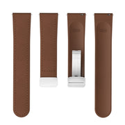 22mm Magnetic Silver Buckle Silicone Leather Watch Band(Dark Brown)
