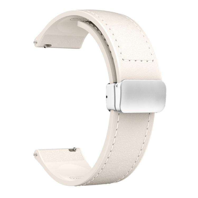 22mm Magnetic Silver Buckle Silicone Leather Watch Band(Starlight)