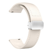 22mm Magnetic Silver Buckle Silicone Leather Watch Band(Starlight)