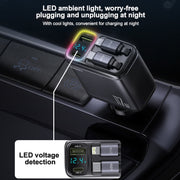 Yesido Y63 4 in 1 117W USB-C / Type-C+USB Multifunctional Retractable Dual Line Digital Display Car Fast Charger(Black)