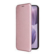 For Redmi K70 Carbon Fiber Texture Flip Leather Phone Case(Pink)