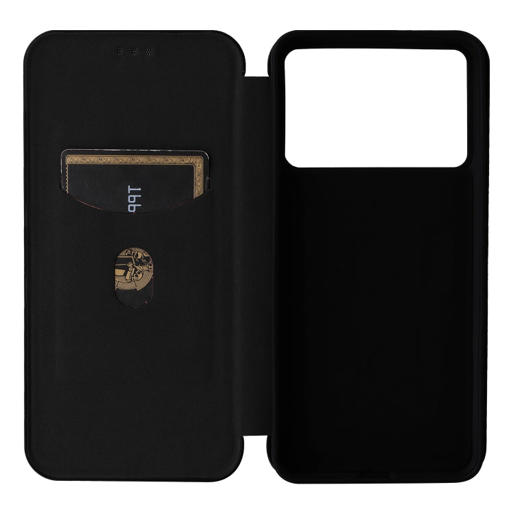 For Redmi K70 Carbon Fiber Texture Flip Leather Phone Case(Black)