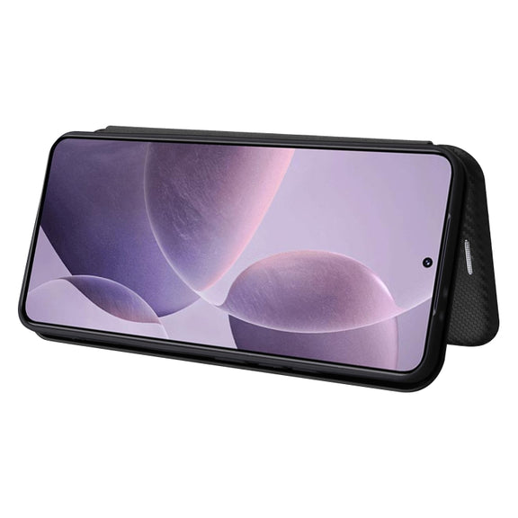 For Redmi K70 Carbon Fiber Texture Flip Leather Phone Case(Black)