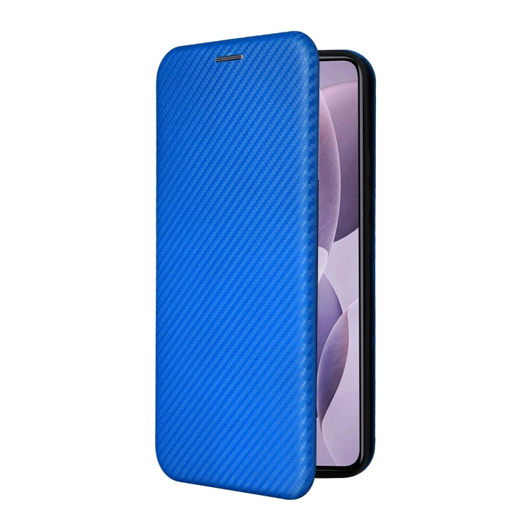 For Redmi K70 Carbon Fiber Texture Flip Leather Phone Case(Blue)