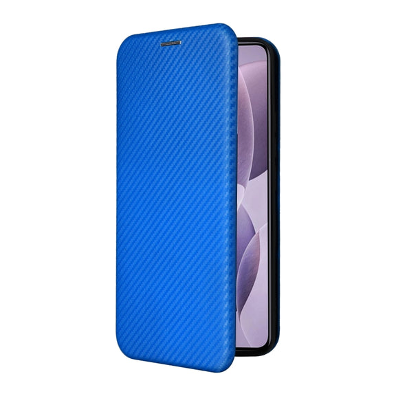 For Redmi K70 Carbon Fiber Texture Flip Leather Phone Case(Blue)