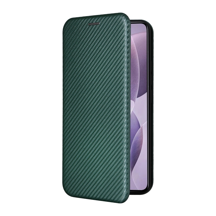 For Redmi K70 Carbon Fiber Texture Flip Leather Phone Case(Green)