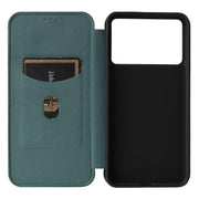 For Redmi K70 Carbon Fiber Texture Flip Leather Phone Case(Green)